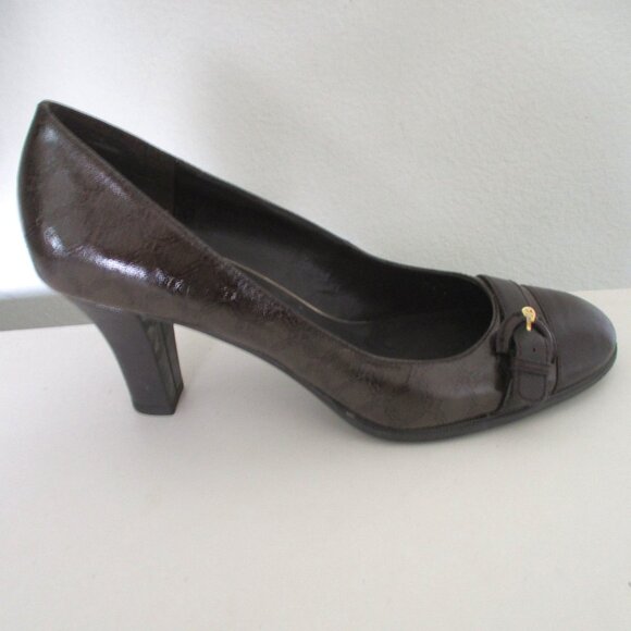 Etienne Aigner Womens Brown Leather Pump w/3" Heel - Size 9M - Picture 4 of 10